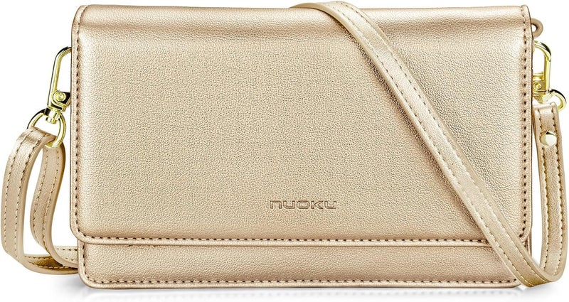 Nuoku Crossbody Bag for Women Cellphone Little Purse with Credit Card Slots Lightweight Leather Wristlet Wallet | Cellphone, Little Purse, Lightweight - Image 1